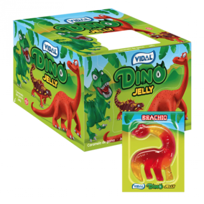 Gelatina em forma de dinossauro Vidal Dino Jelly em embalagem colorida