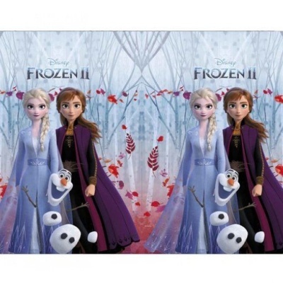 Imagem dupla de Elsa, Anna e Olaf do filme Disney Frozen II com folhas outonais ao fundo