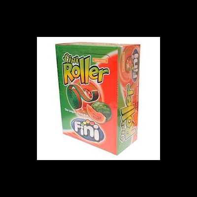 Caixa de Fini Roller com frutas e texto