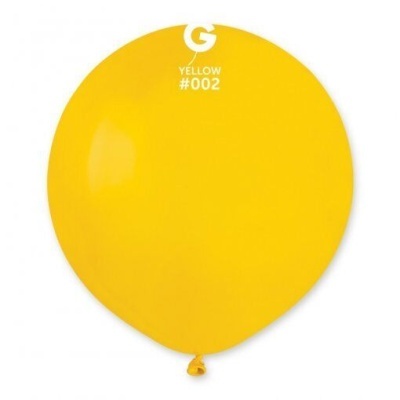 Balão amarelo de látex com texto branco G YELLOW #002