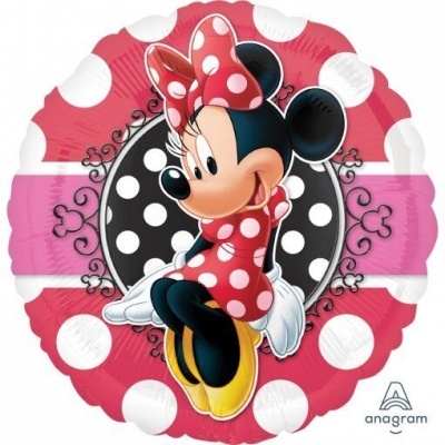 Balão de alumínio Minnie Mouse vermelho com bolinhas brancas