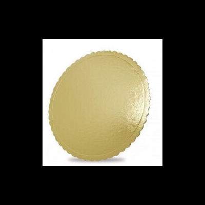 disco redondo dourado com borda ondulada e superfície lisa