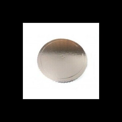 Base redonda prateada para bolos com acabamento metalizado