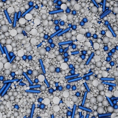 Granulados decorativos cinzentos e azuis metálicos para confeitaria