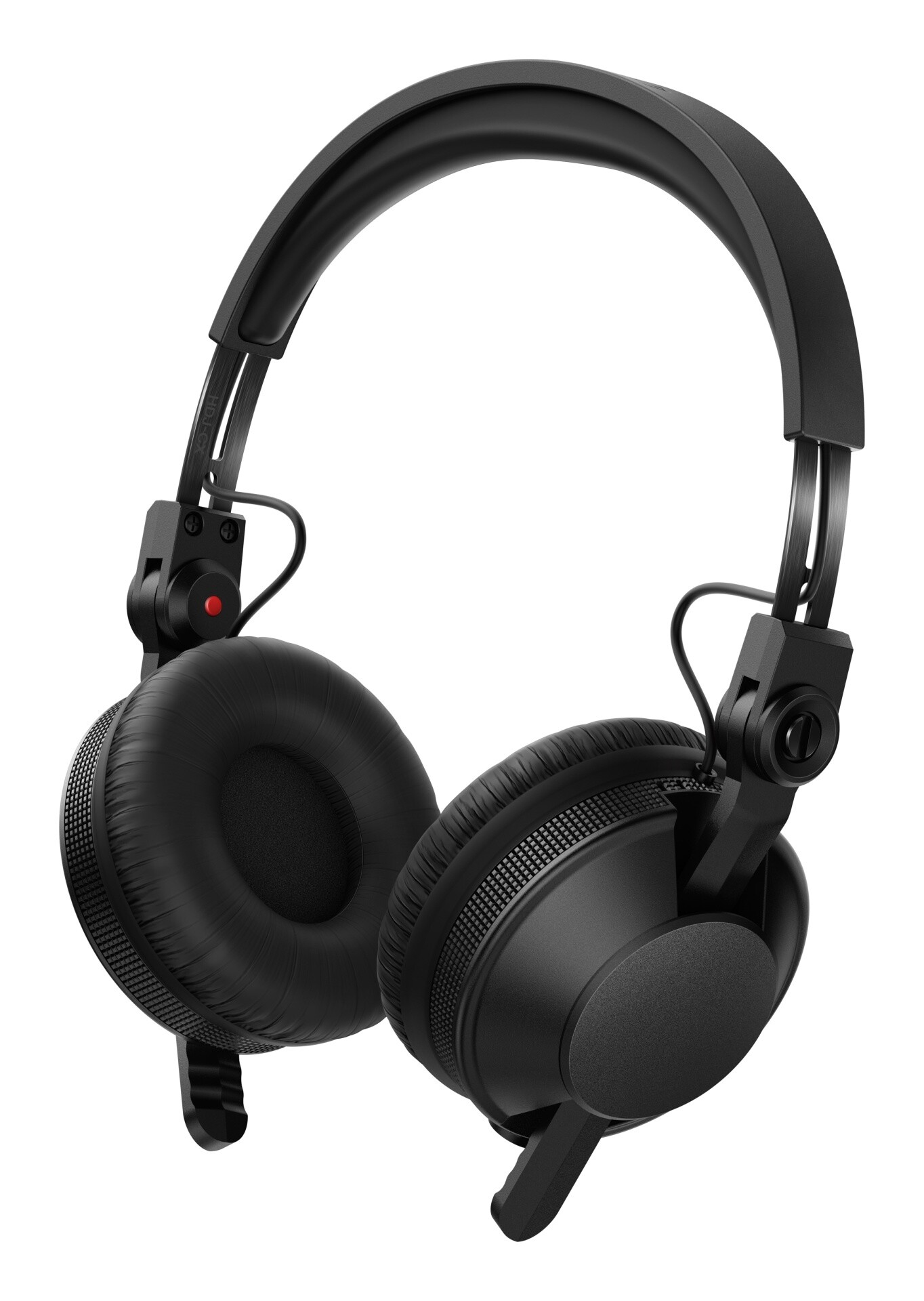Pioneer DJ HDJ CX Auscultadores pretos com microfone e arco acolchoado sobre fundo branco