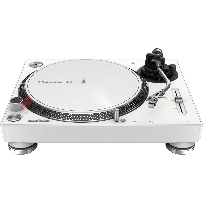 Pioneer DJ PLX 500 W Tocadiscos branco Pioneer DJ com prato cilíndrico e braço de leitura preto