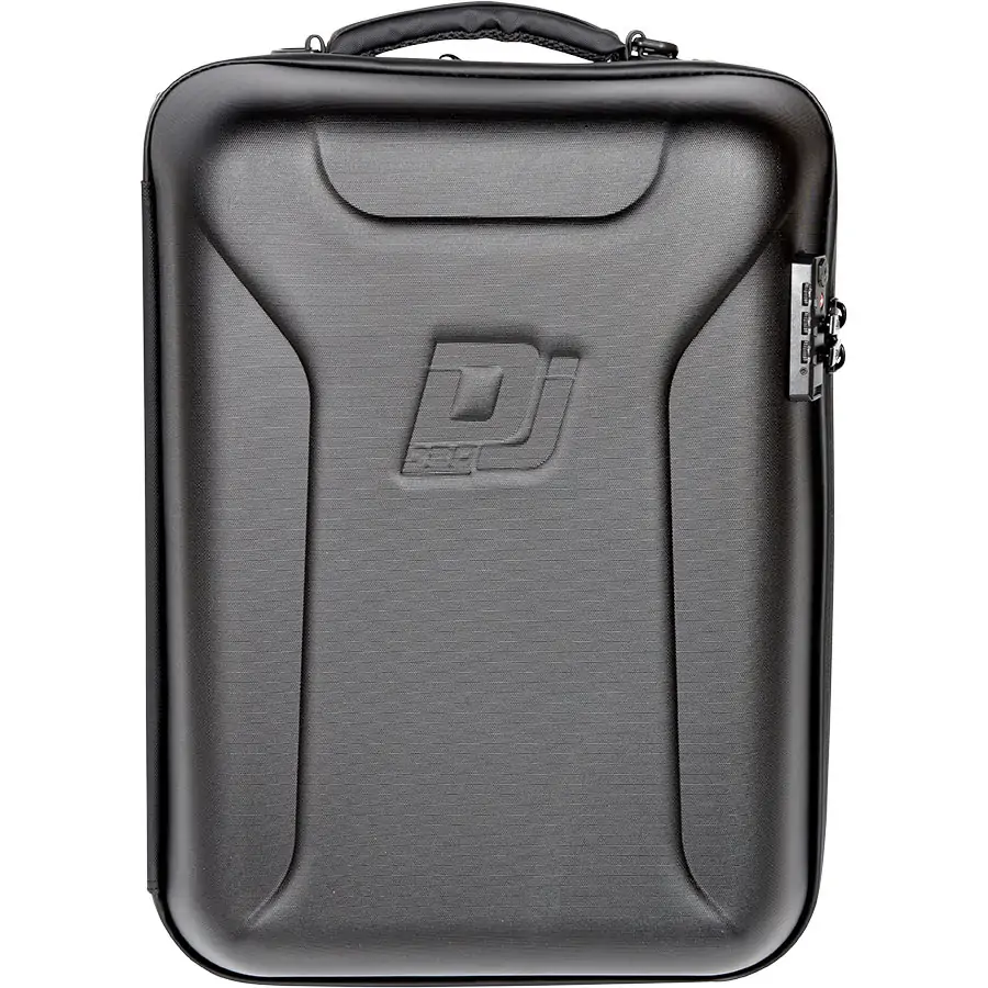 DJBag Hard Backpack Mala preta rígida com gravação DJ CASE e fecho de combinação
