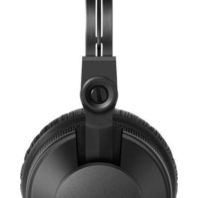 Fone de ouvido preto com almofadas e haste ajustável