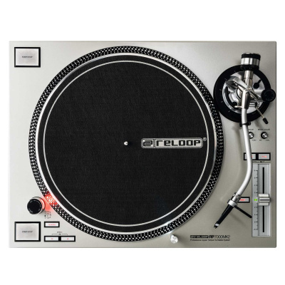 Gira-discos Reloop RP7000MK2 cinza claro com prato preto e controlo de velocidade