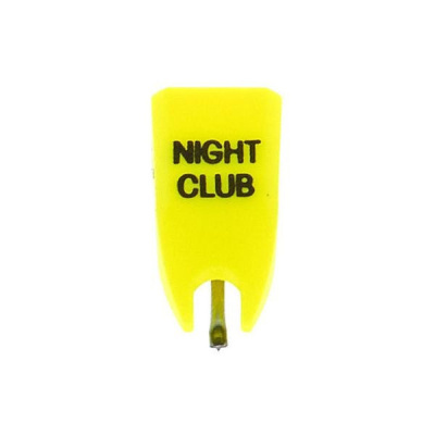 Agulha para gira-discos amarela com texto NIGHT CLUB preto.