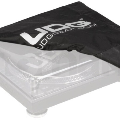 Capa preta para gira-discos com texto UDGGEAR.COM