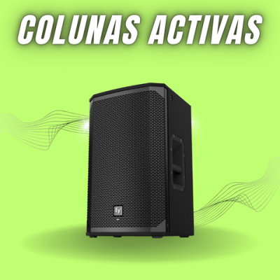 Coluna ativa preta com texto COLUNAS ACTIVAS em fundo verde
