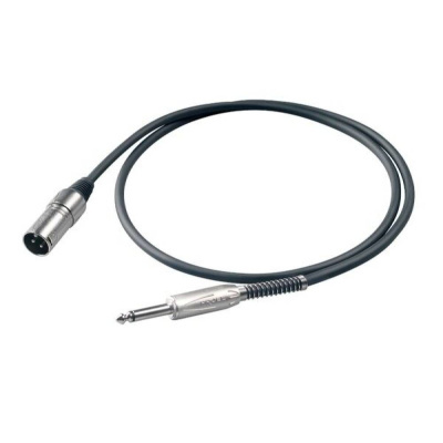Cabo áudio preto com conector XLR e jack 6,35 mm