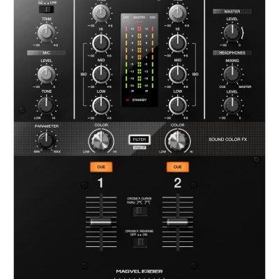 Mesa de mistura DJ preta Pioneer DJ DJM-250MK2 com controles e visor colorido