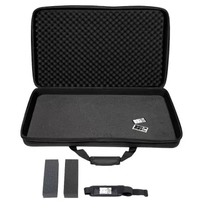 Mala de transporte preta com espuma protetora e acessórios