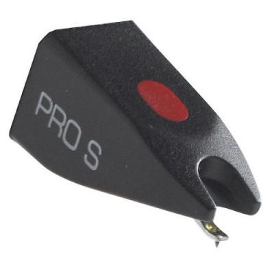 Ponteira preta com texto PRO S e detalhe vermelho para gira-discos