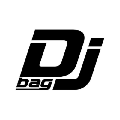 Logótipo preto com Dj e texto bag em fundo branco