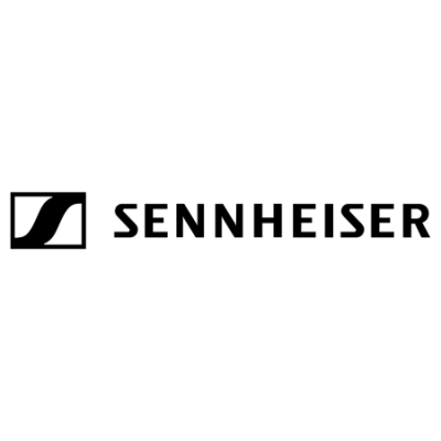 Logótipo preto SENNHEISER com símbolo gráfico