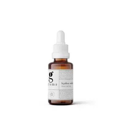 Frasco de vidro âmbar com conta-gotas para sérum facial hydra calm