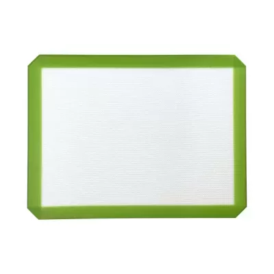 Tapete de silicone branco com borda verde retangular
