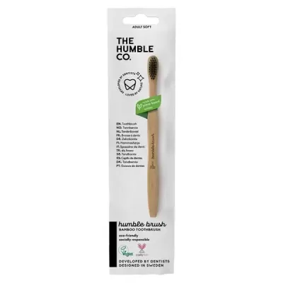 Escova de dentes de bambu The Humble Co. em embalagem branca