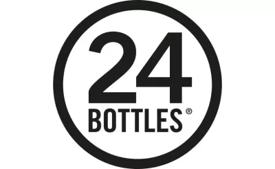 Logótipo circular preto e branco com texto 24 BOTTLES