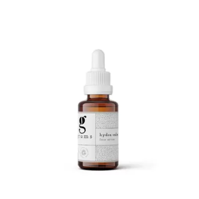 Frasco de vidro âmbar com conta-gotas para sérum facial hydra calm