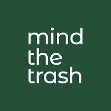 Texto branco mind the trash em fundo verde escuro