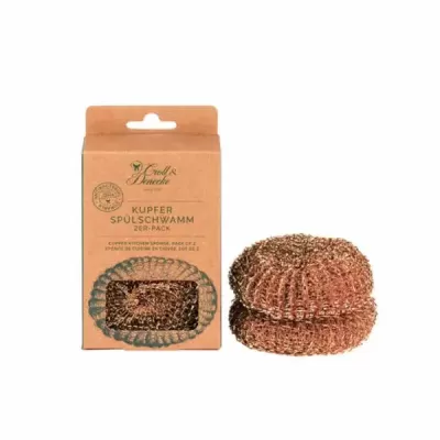Pack de 2 esponjas de cozinha de cobre com embalagem de papel castanho
