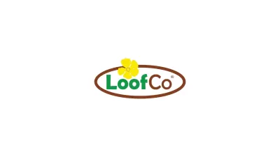 Logótipo LoofCo com texto e flor amarela