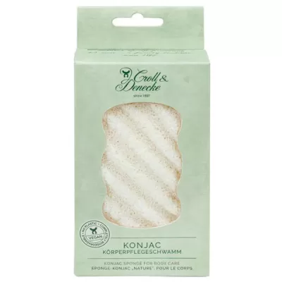 Esponja Konjac para corpo em embalagem verde clara da marca Croll & Denecke