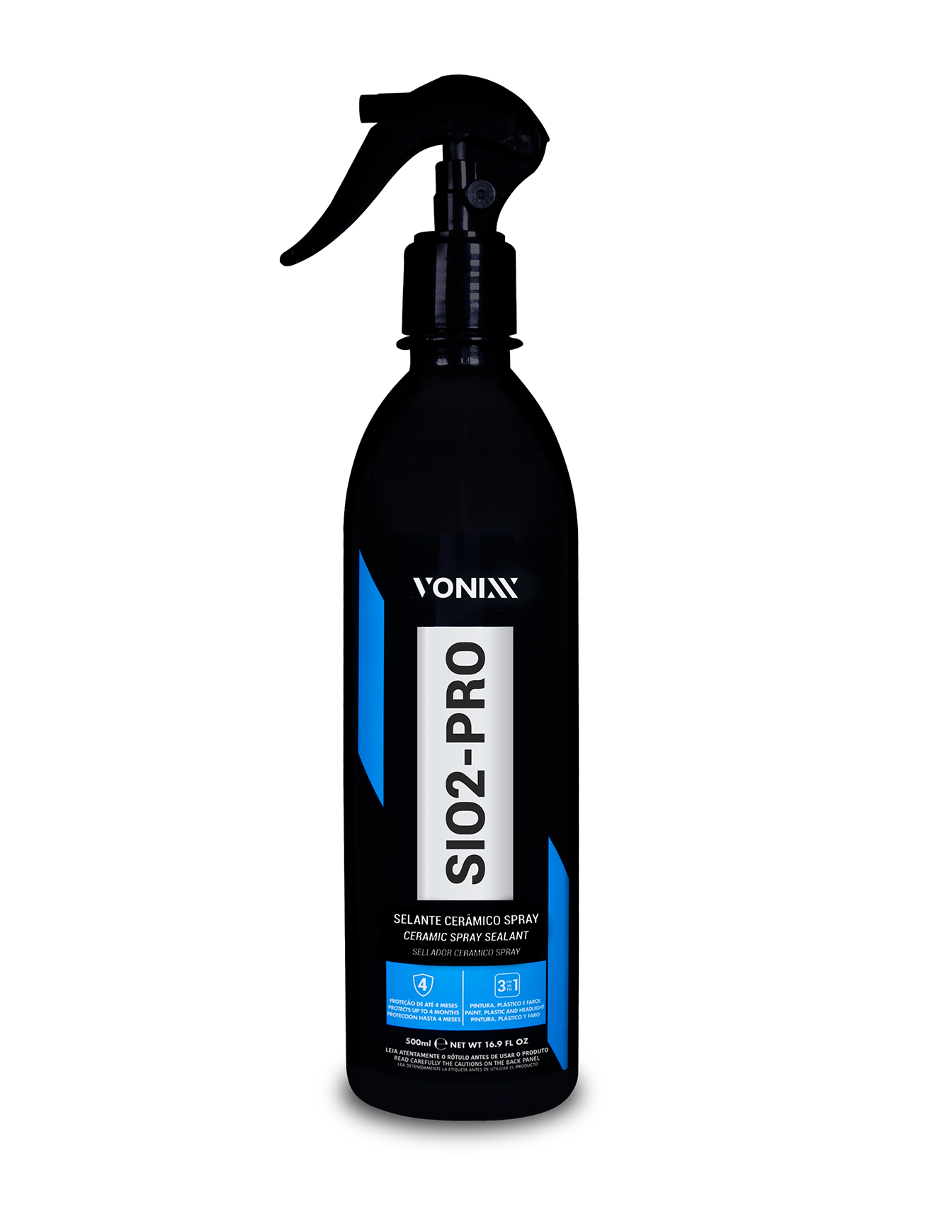 Frasco preto com spray YONIXX SIO2-PRO selante cerâmico