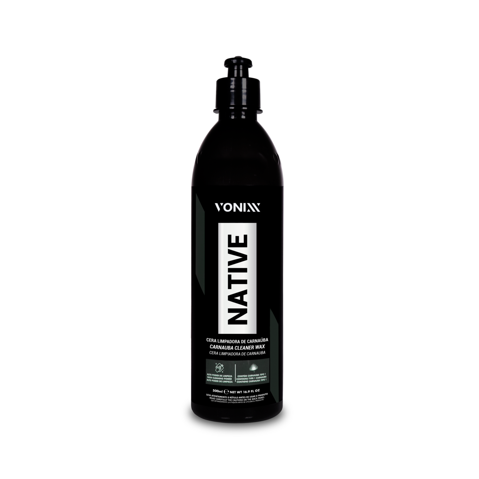 Frasco preto Vonixx Native creme alisador de cabelo