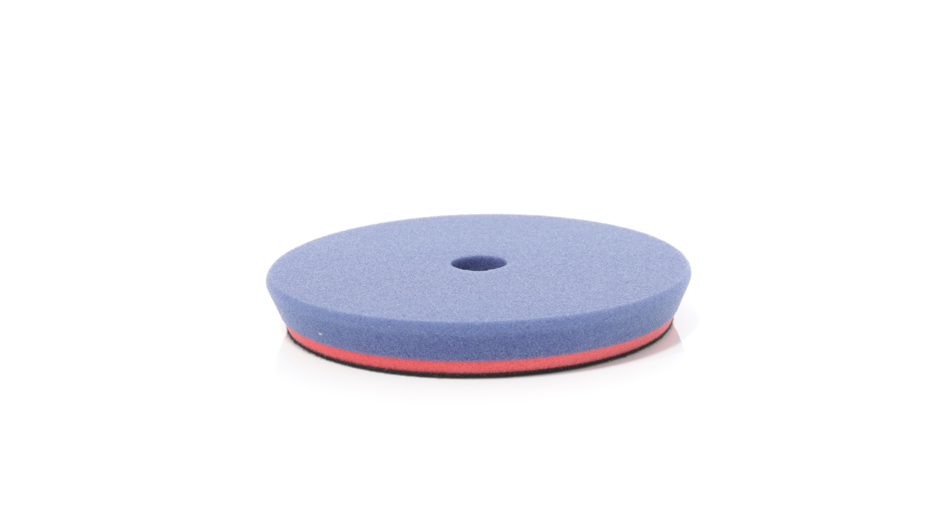 Esponja polifoam redonda azul com disco vermelho e buraco no centro
