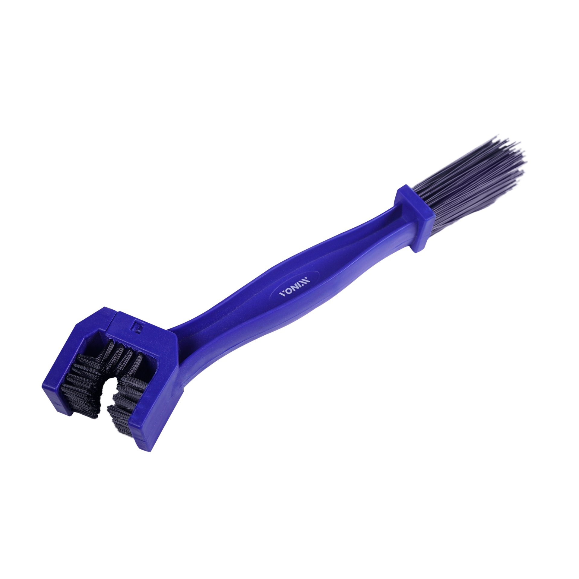 Escova de limpeza azul com cerdas pretas e roxas para bicicletas