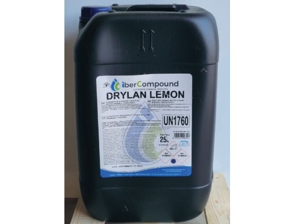 Recipiente preto com etiqueta DRYLAN LEMON da IberCompound