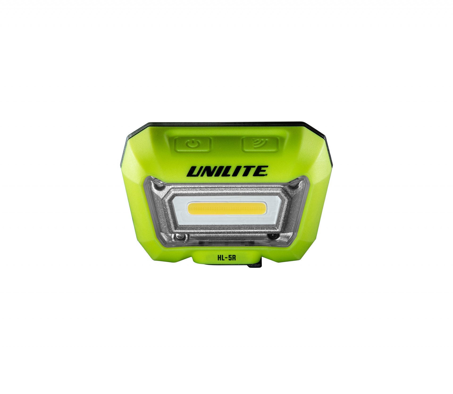Luz frontal compacta UNILITE cor verde fluorescente e cinza