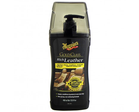 Frasco preto de produto de limpeza para couro Meguiar's Gold Class