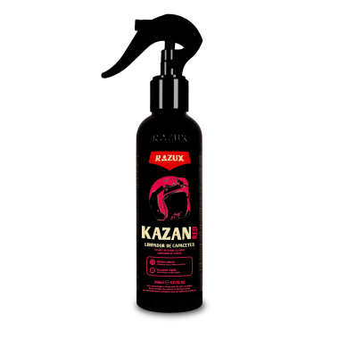 Frasco preto spray RAZUX KAZAN PRO para limpeza de capacetes