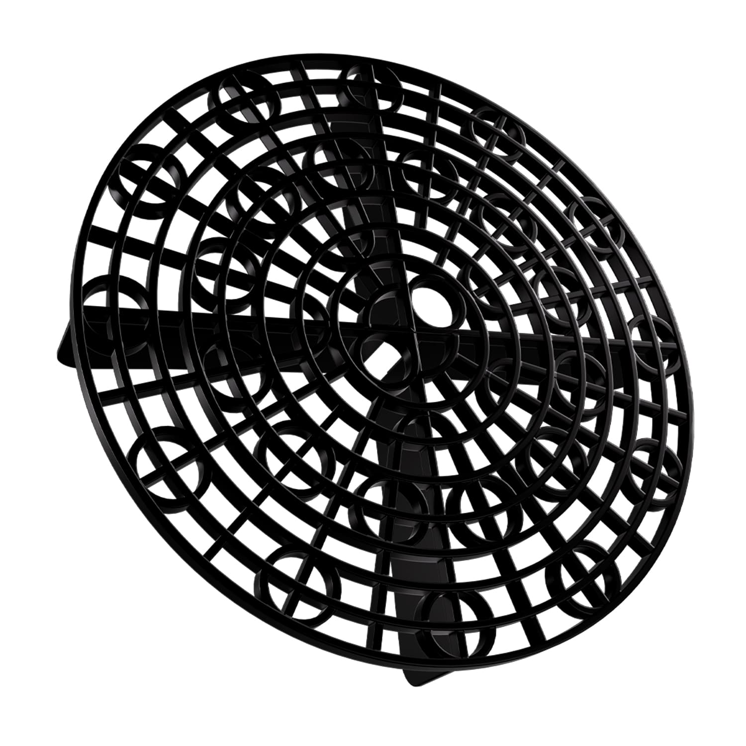 Relógio de parede preto com design circular e números em relevo