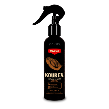 Frasco pulverizador preto Kourex Razux limpador de couro