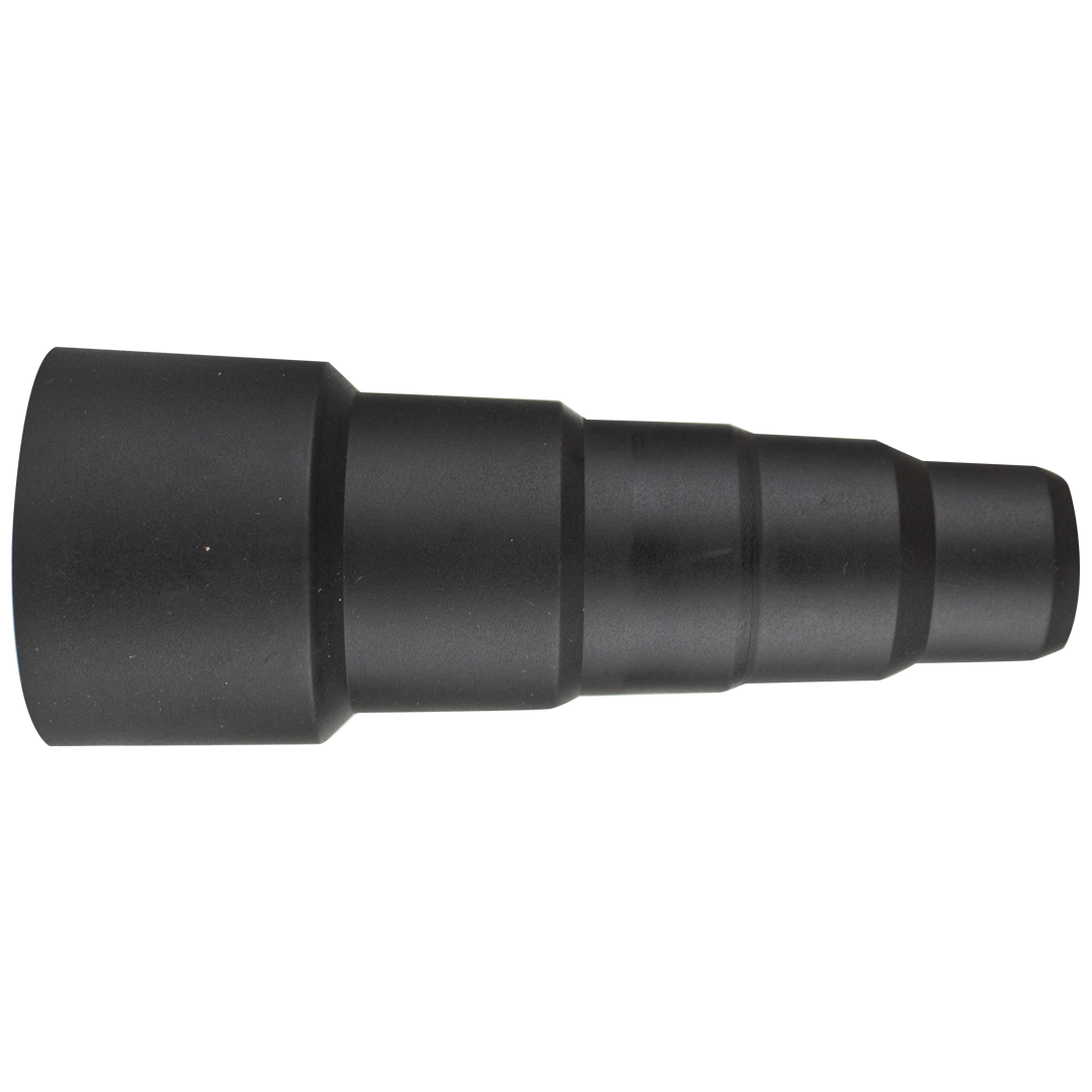 Adaptador preto cónico em quatro secções com fundo branco