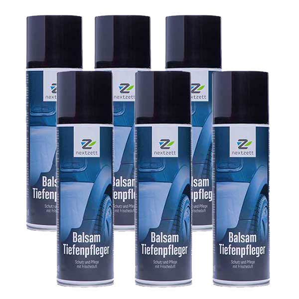 Frascos de aerossol azul para cuidados com pneus da marca Nextzett