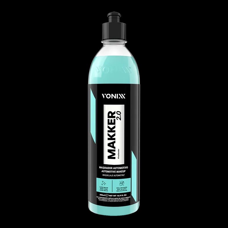 Frasco de aditivo automotivo azul em frasco plástico com tampa preta