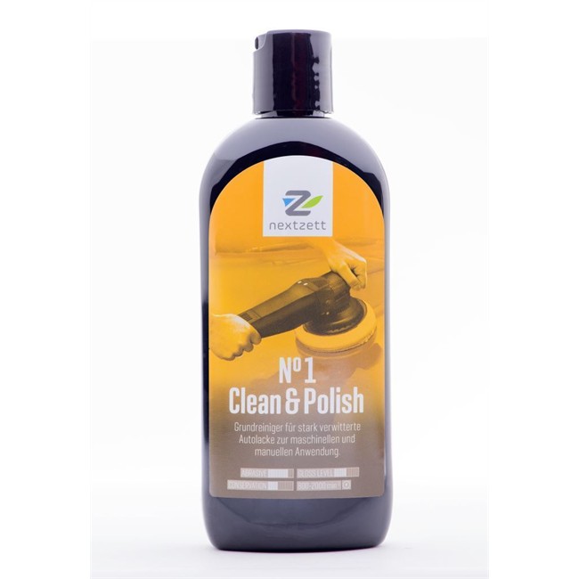 Frasco preto de líquido para limpeza e polimento nextzett Nº1 Clean & Polish