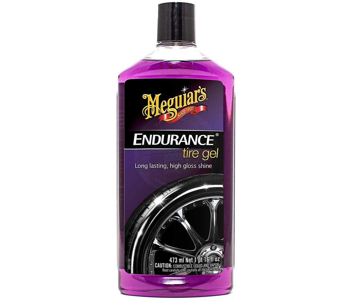 Frasco de gel para pneus Meguiar's ENDURANCE roxo com rótulo preto