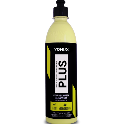 Garrafa amarela de cera de limpeza para carros YONIXX com rótulo preto e texto branco