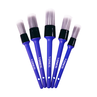 Conjunto de cinco pincéis IYONIA com cabo azul e cerdas cinzentas