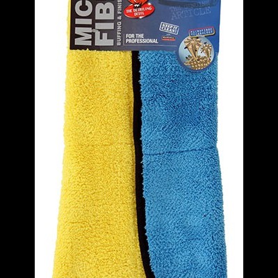 Panos de microfibra amarelo e azul para polimento, 40x40 cm, com etiquetas