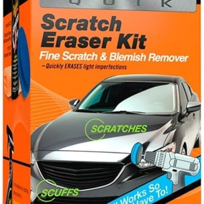 Caixa do kit Meguiar's Quik Scratch Eraser para remoção de riscos finos em carros